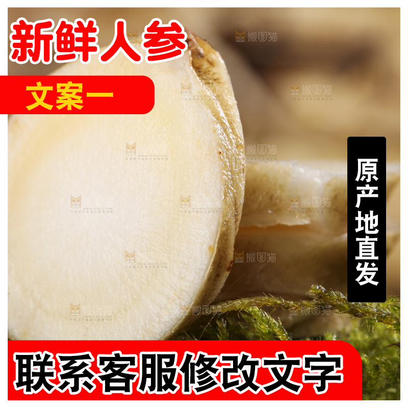 草地上的人参切片
