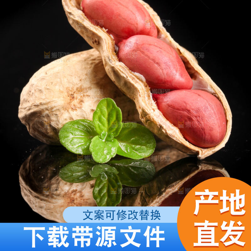 黑底上放着红皮花生