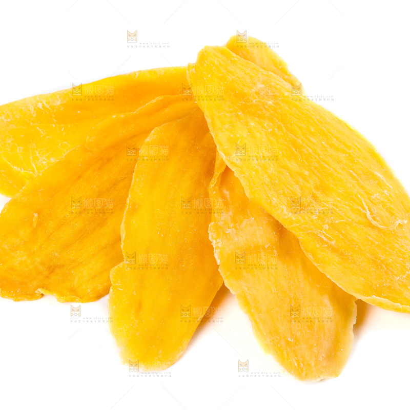 白底上的芒果干切片