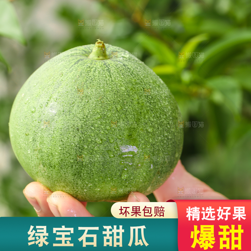 手上拿着绿宝甜瓜
