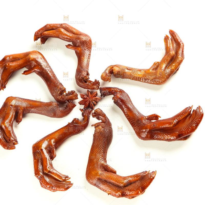 白底上的香辣鸭爪