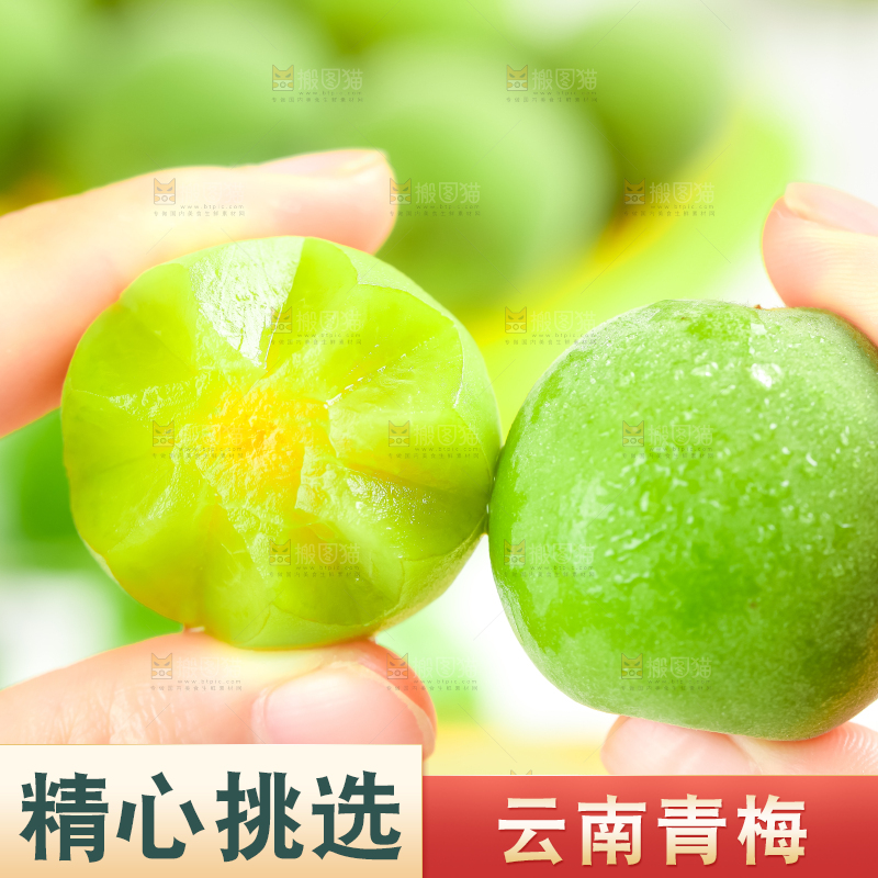 手上拿着新鲜青梅
