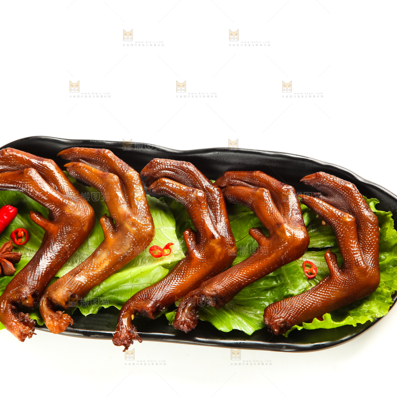 白底上的香辣鸭爪