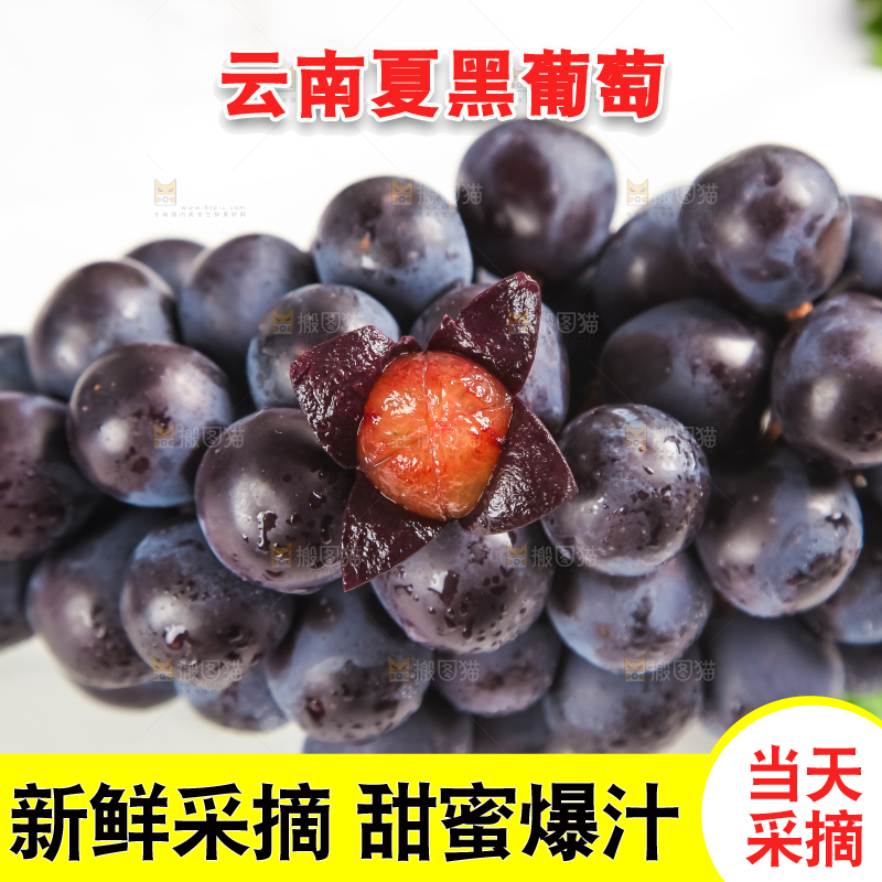 石板上的新鲜葡萄