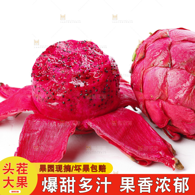 白底上摆放着金都一号火龙果