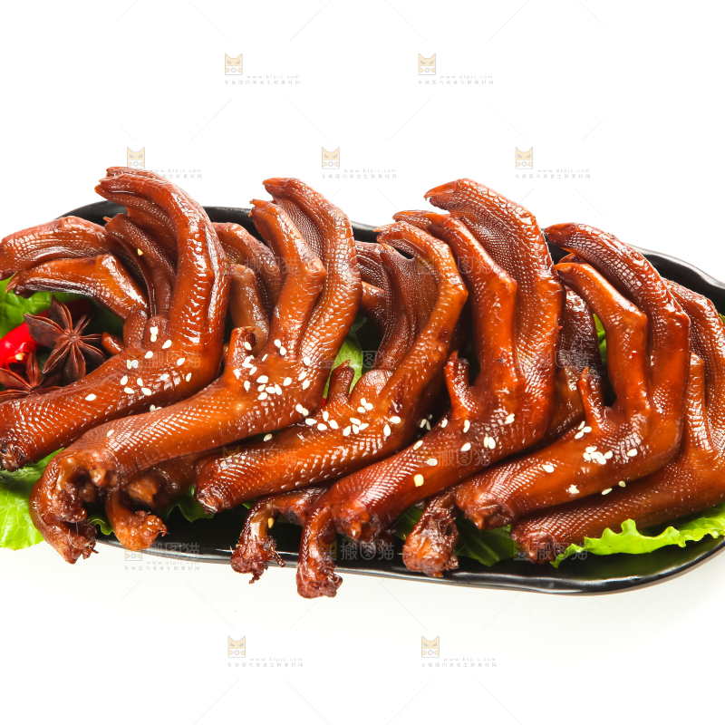 白底上的香辣鸭爪