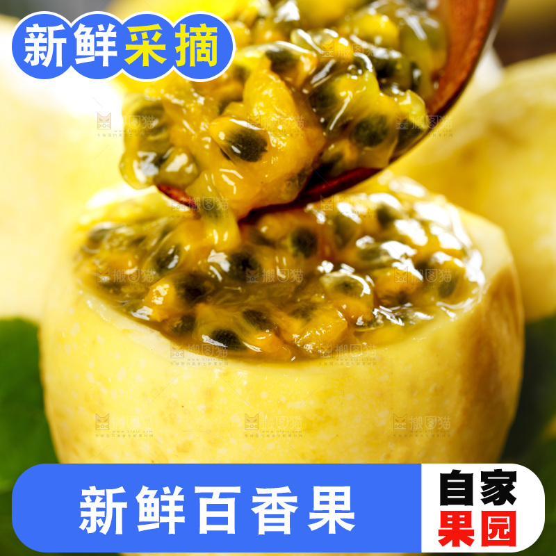 勺子里装着百香果果肉