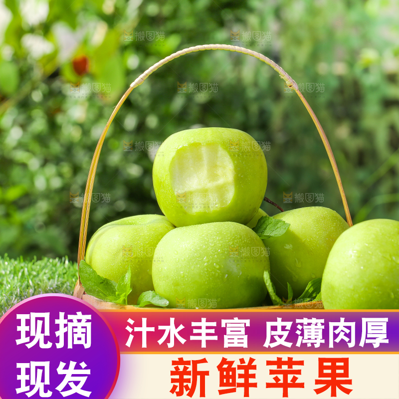 篮子里装着青苹果