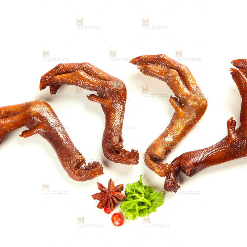白底上的香辣鸭爪