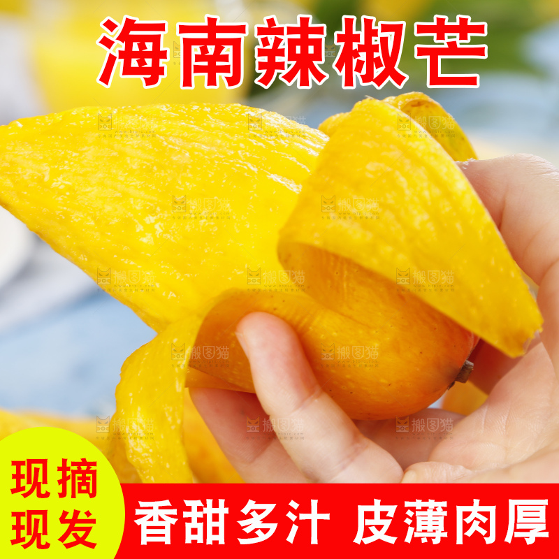 手里拿着新鲜芒果