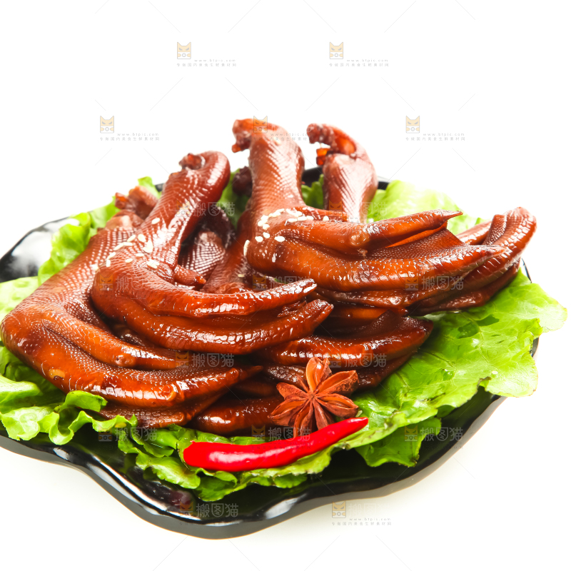 白底上的香辣鸭爪