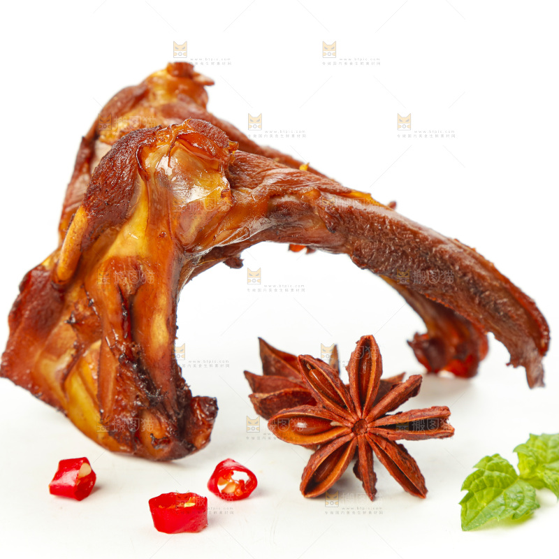 白底上的香辣鸭架