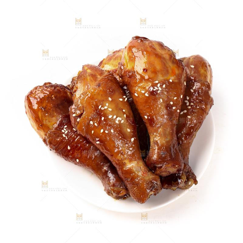 叶子上放着红烧鸡腿