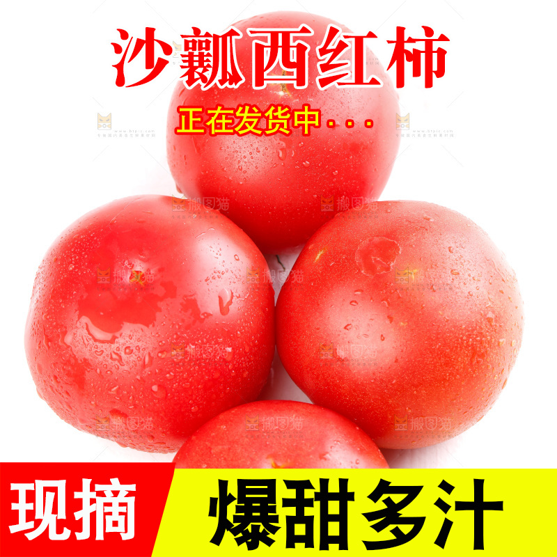 亮底上的新鲜西红柿
