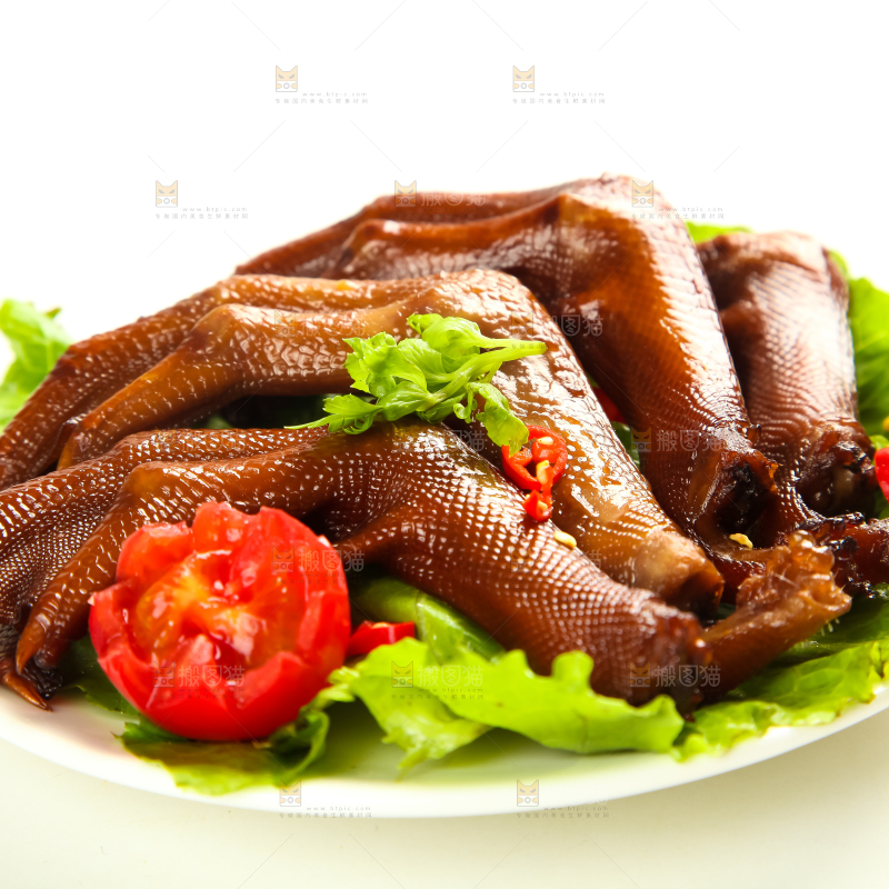 白底上的香辣鸭爪