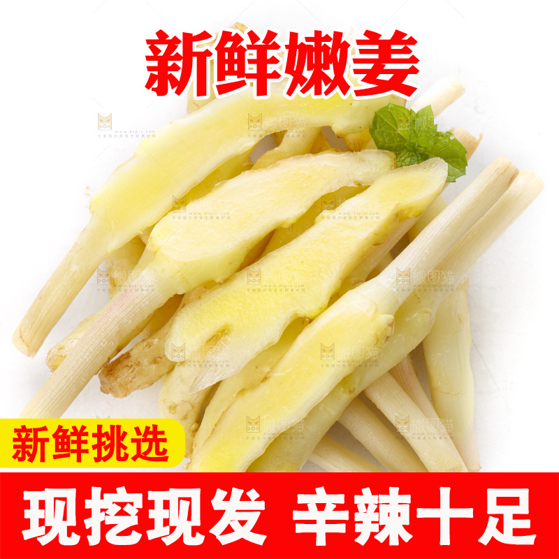 白底上的一堆新鲜生姜