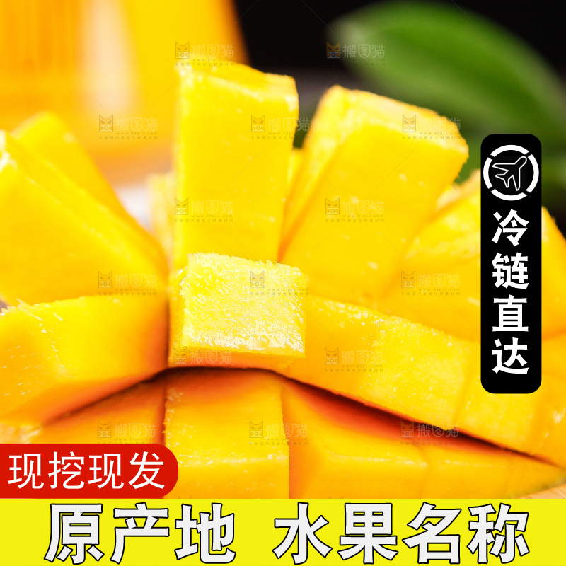 石板上的芒果果肉
