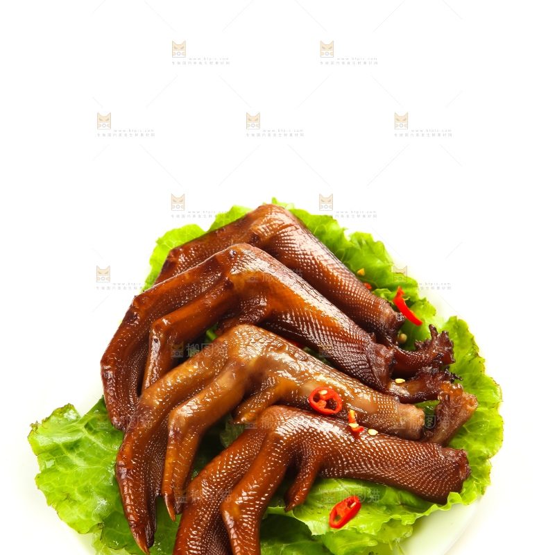 白底上的香辣鸭爪