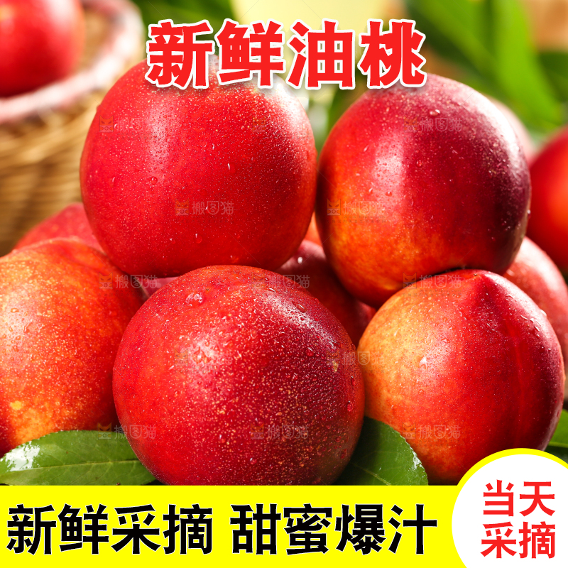 黑石板上摆放着高原油桃