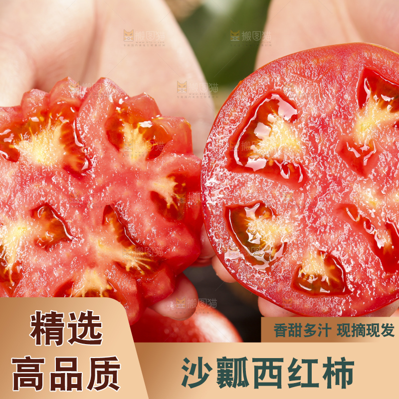 手里拿着新鲜西红柿