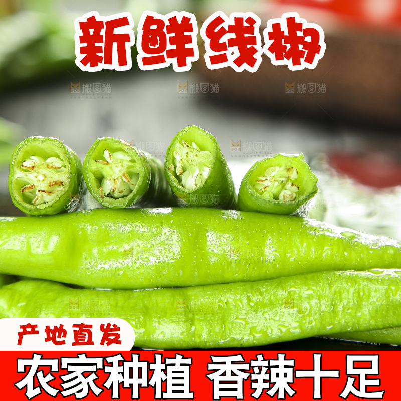 石板上放着线椒
