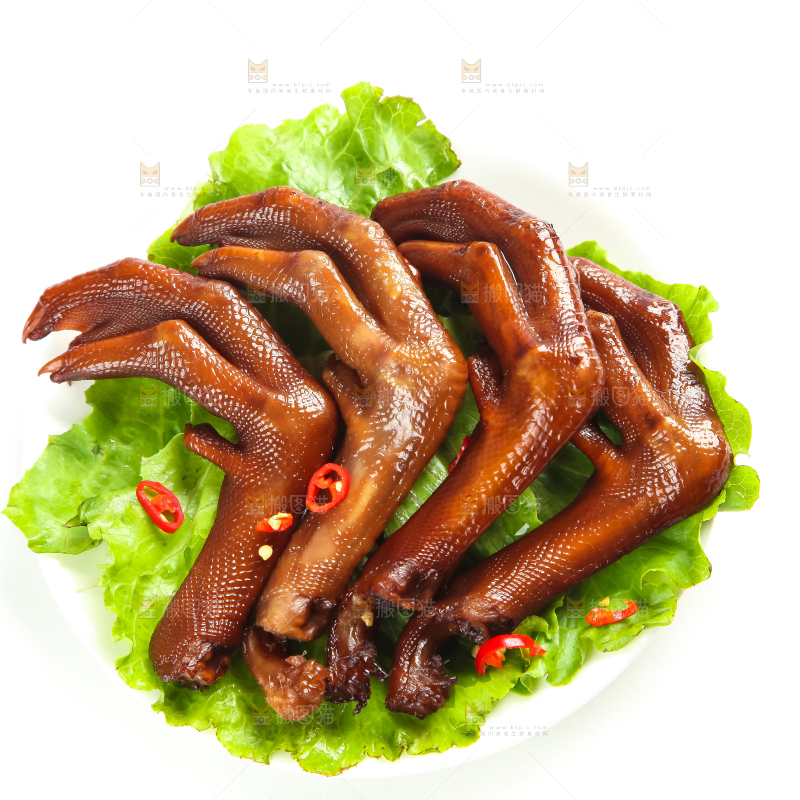白底上的香辣鸭爪