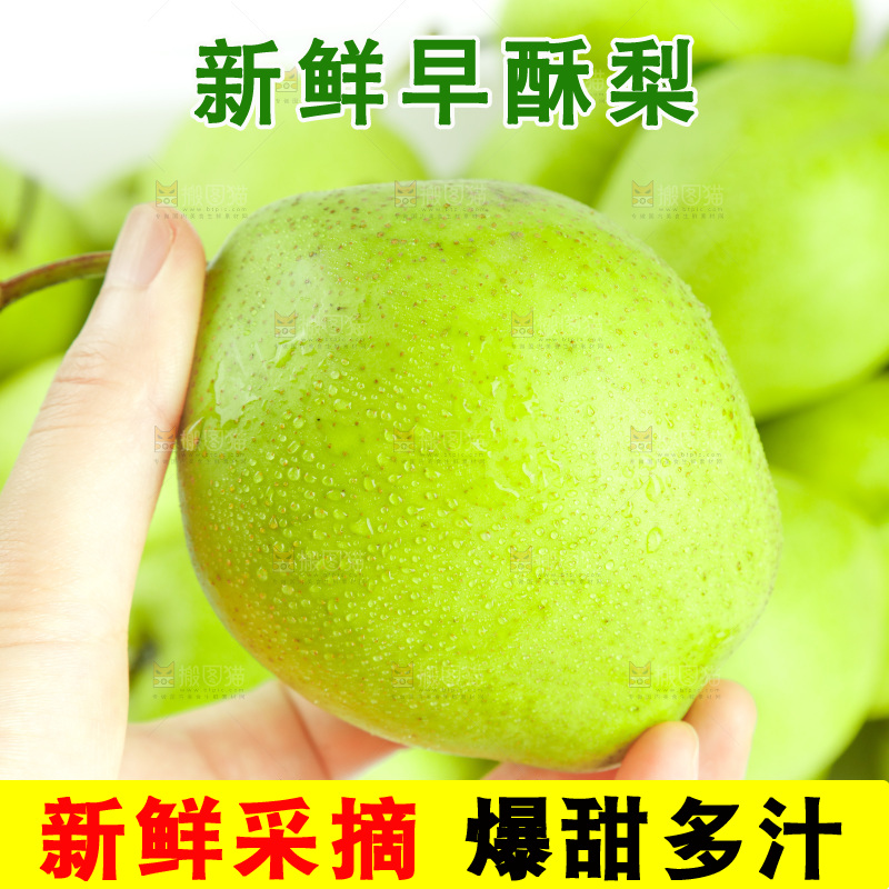 手里拿着青皮早酥梨