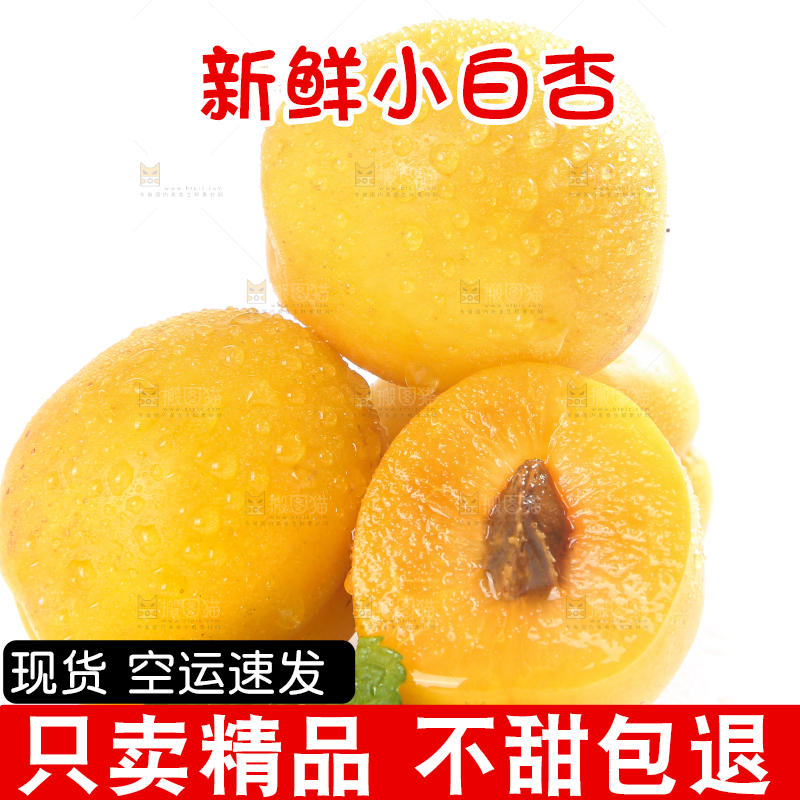 白底上放着新鲜小白杏
