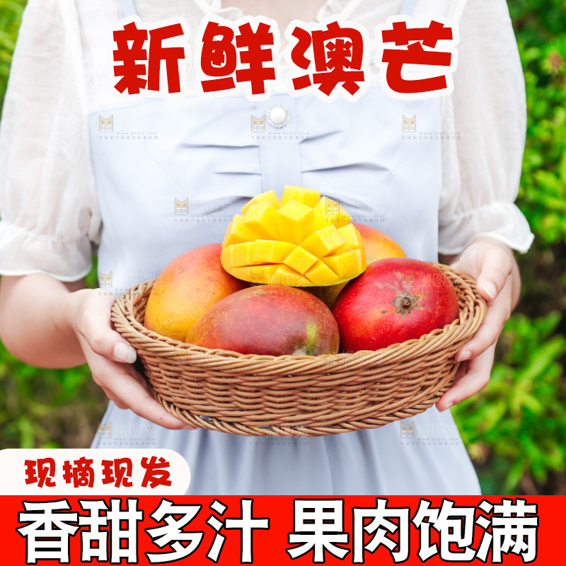 手里端着一篮澳芒
