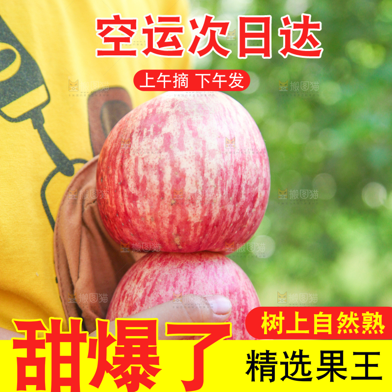 手里拿着红富士苹果