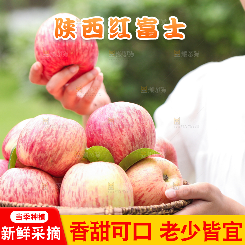 篮子里装着红富士苹果