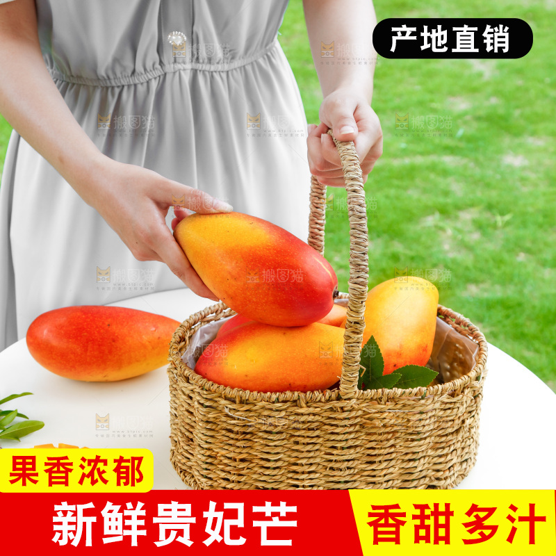 篮子里装着新鲜贵妃芒