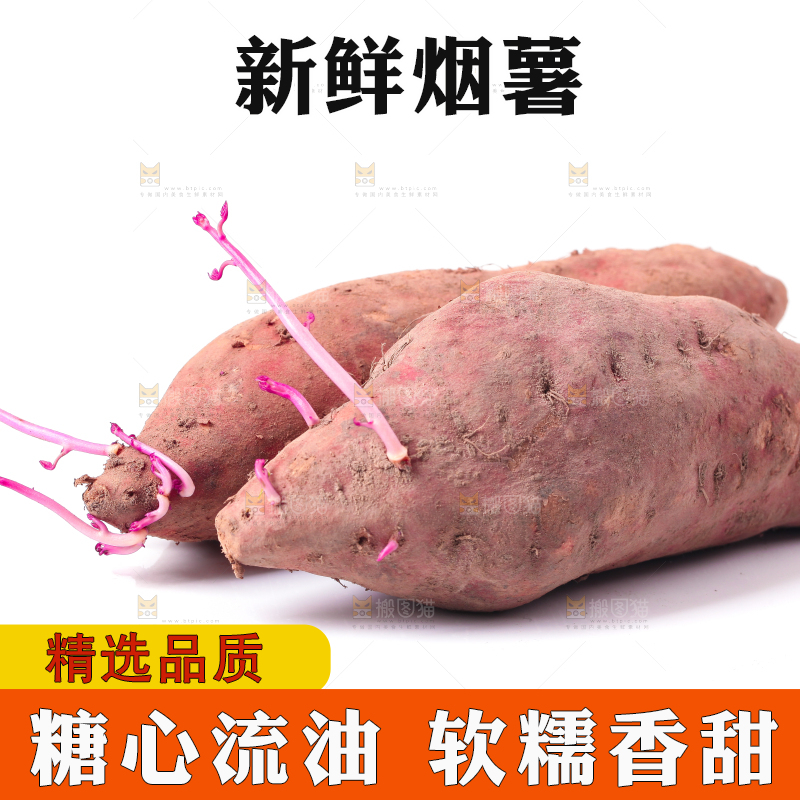 白底上摆放着红薯