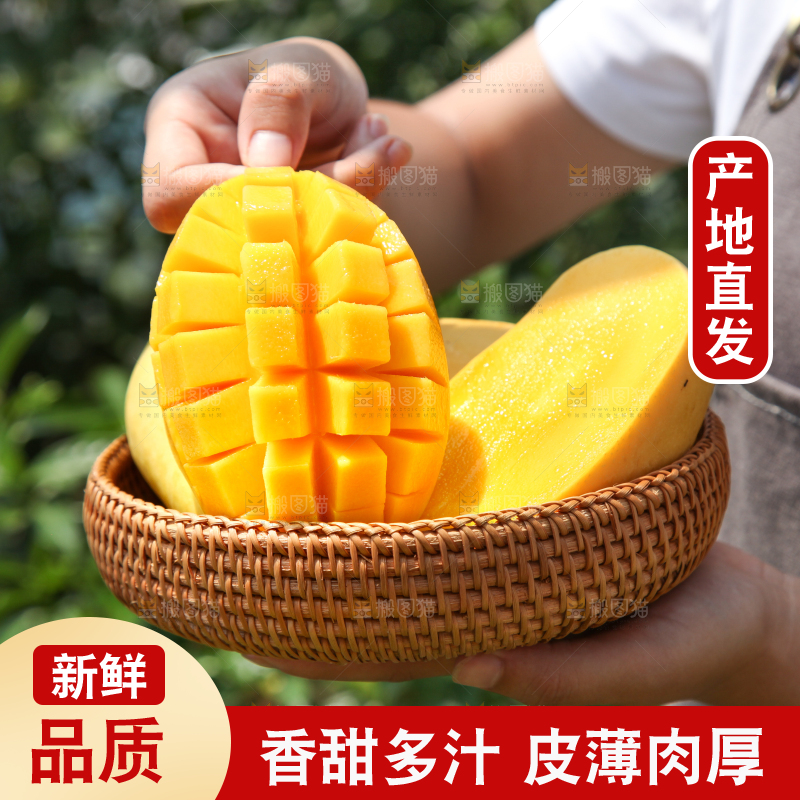 手里端着一篮鹰嘴芒果