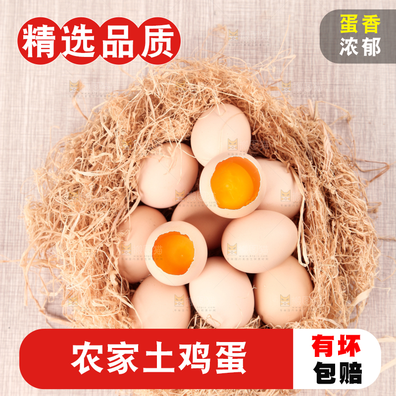 草堆上摆放着生鸡蛋