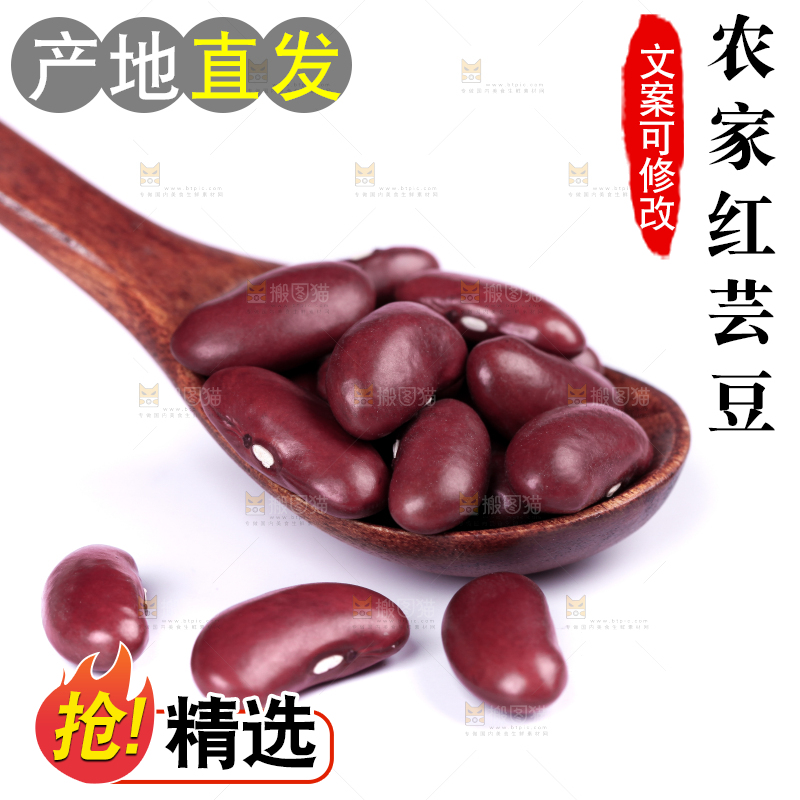 勺子上放着红芸豆