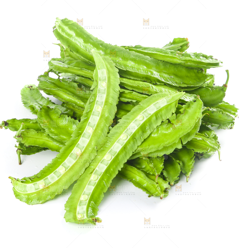 白底上放着四角豆