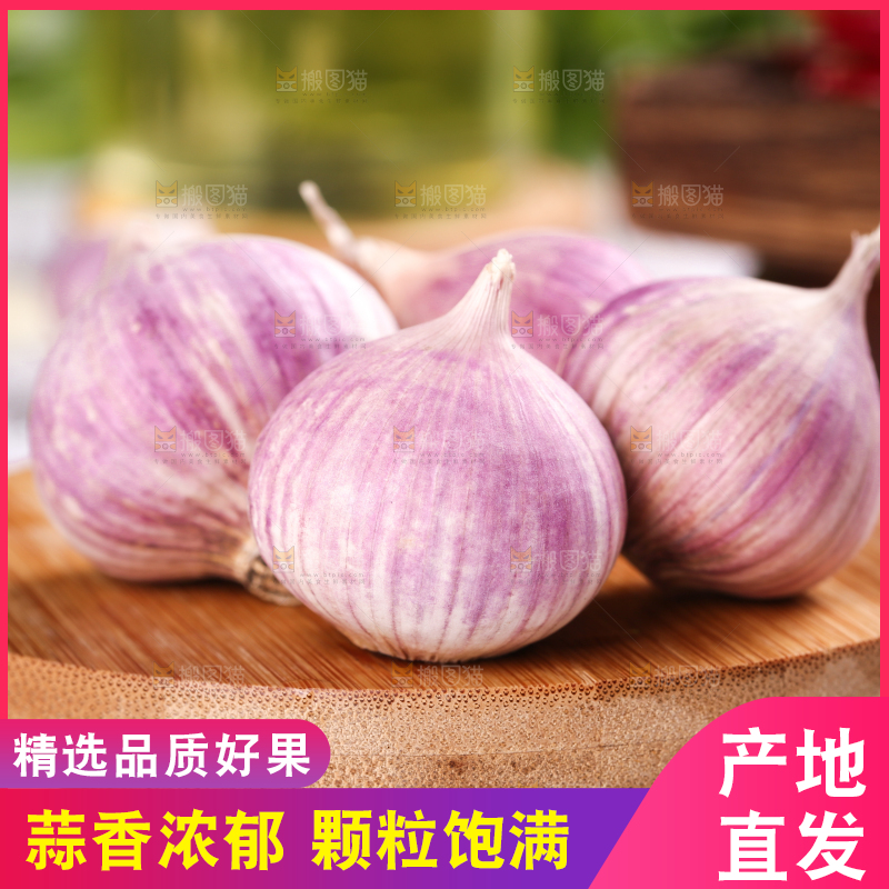 木底上摆放着紫皮独蒜