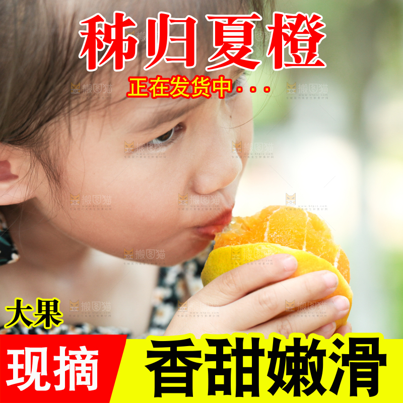 小女孩正在吃夏橙