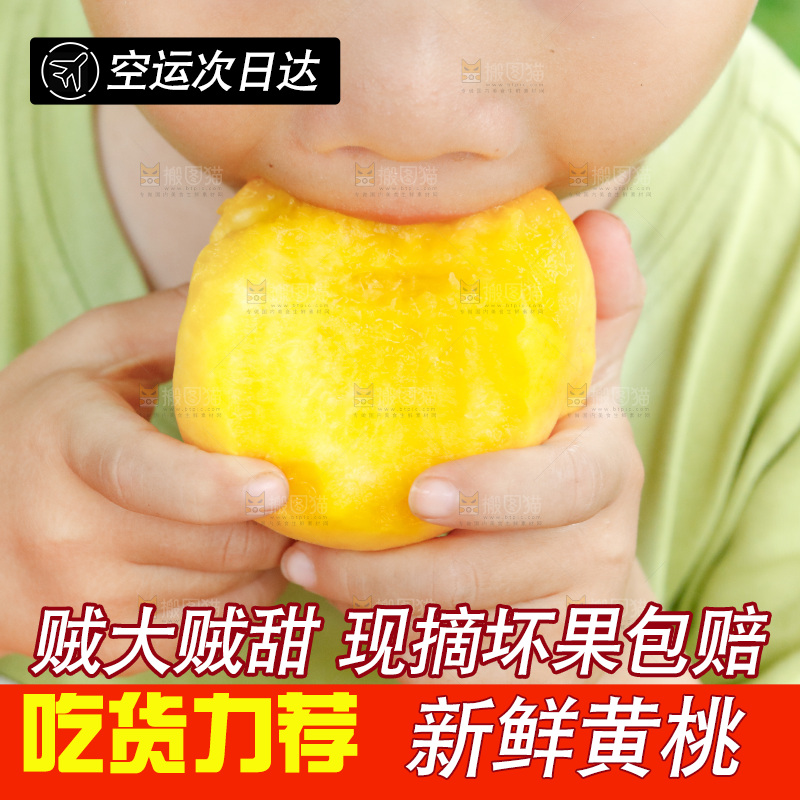 小男孩正在吃黄桃