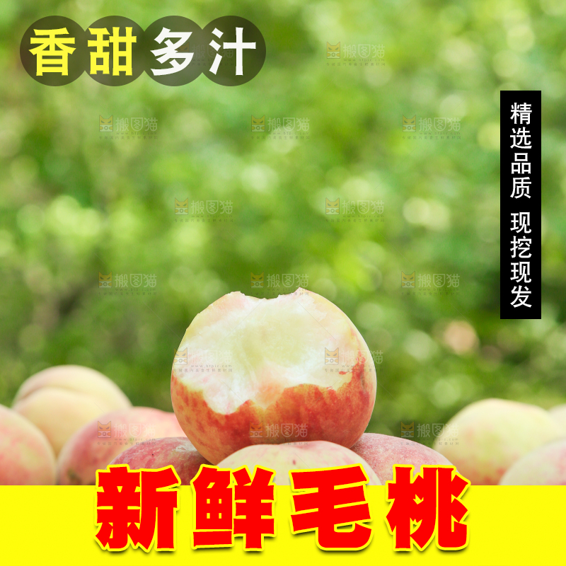 木底上摆放着桃子