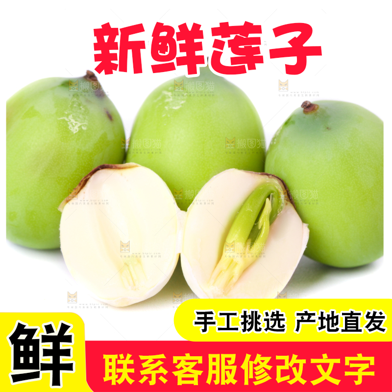 白底上摆放着嫩莲子