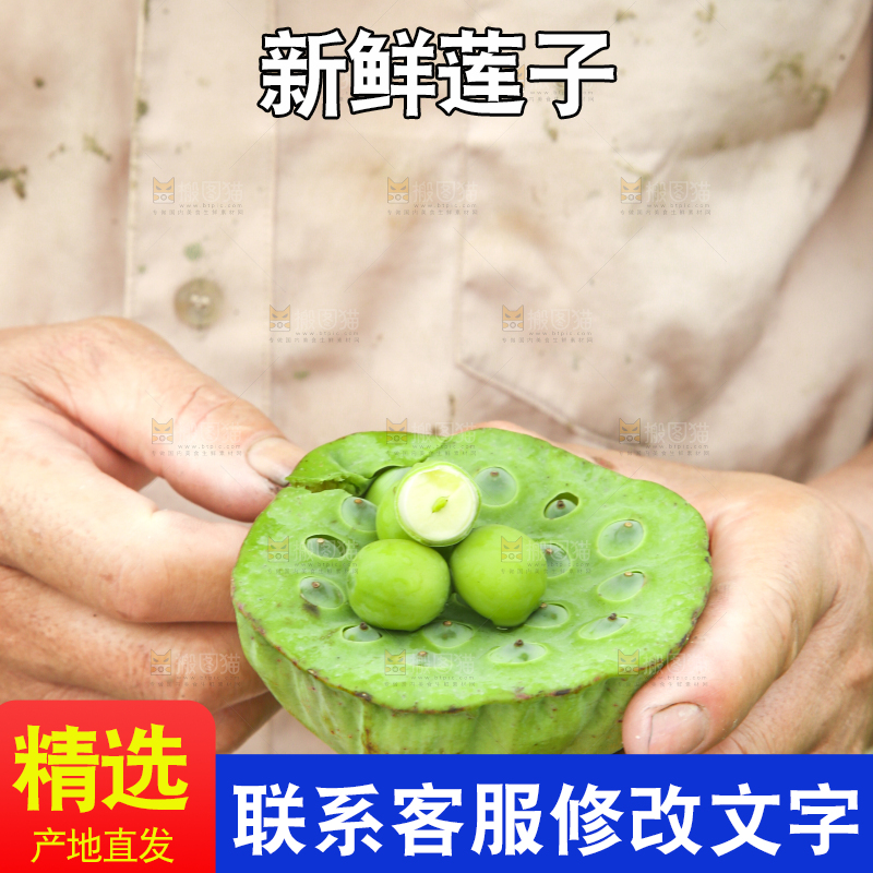 手里拿着莲蓬子