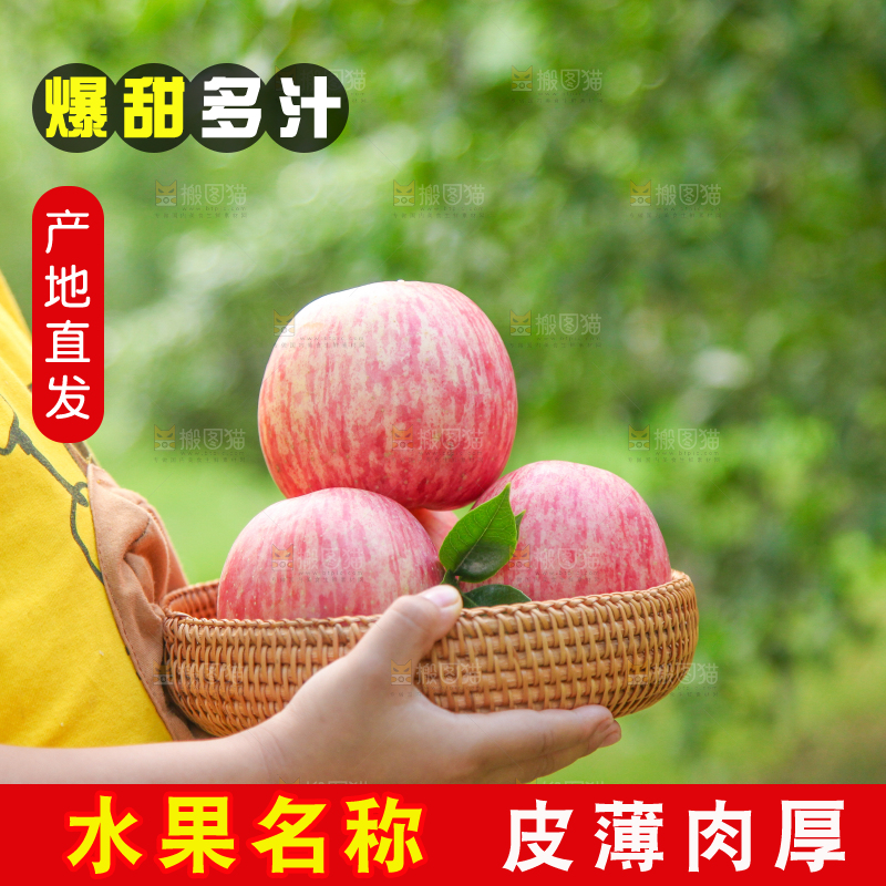 手里端着一篮陕西红富士