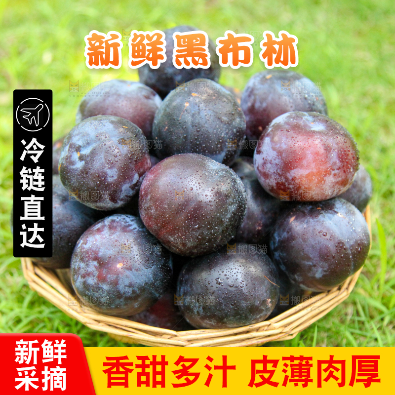 草地上放着一篮黑布李