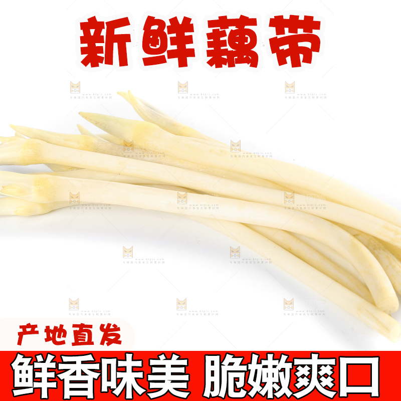 白底上摆放着新鲜藕带