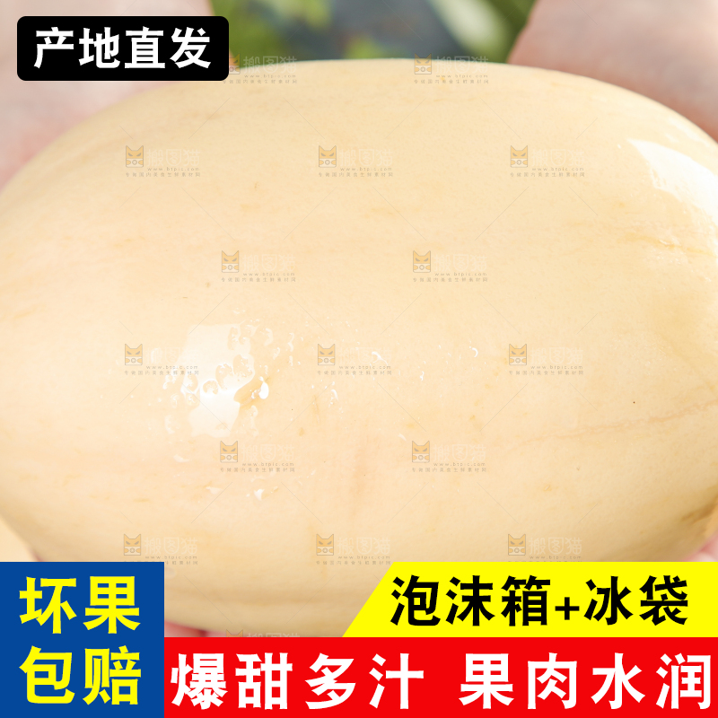 手里拿着东方蜜甜瓜