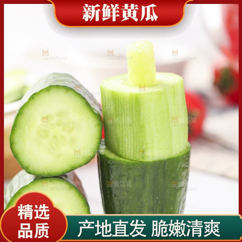 白底上放着切段的小黄瓜