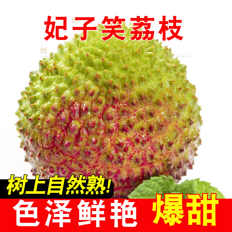 白底上摆放着妃子笑荔枝