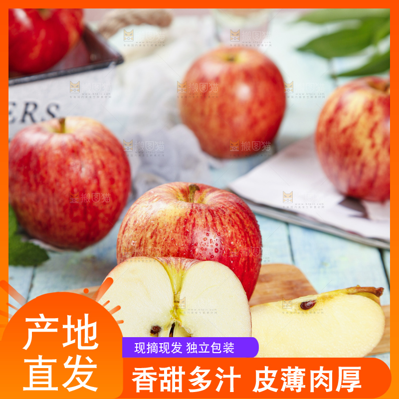 木底上摆放着秦冠苹果